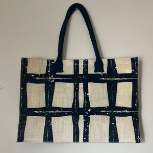 Jute Tote Bag Navy/Off White
